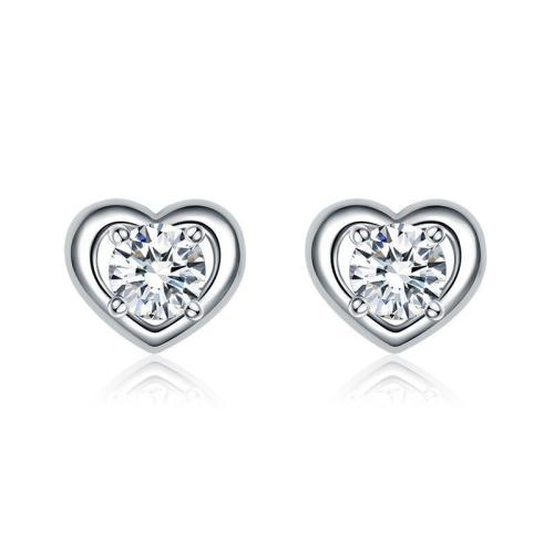 Cubic Zirconia Micro Pave Brass Earring, Heart, fashion jewelry & micro pave cubic zirconia & for woman, 7.80x9.60mm, Sold By Pair
