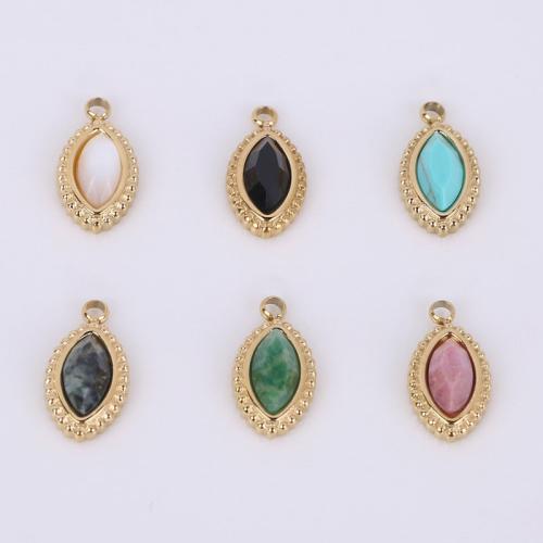 Stainless Steel Pendants, 316 Stainless Steel, with Natural Stone, Vacuum Ion Plating, different materials for choice, golden, 14x7.50mm, 10PCs/Bag, Sold By Bag