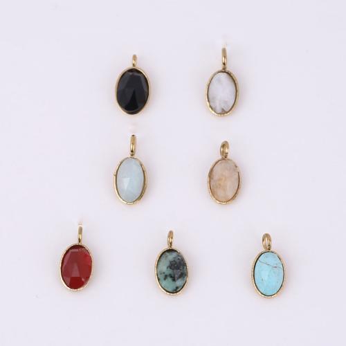 Stainless Steel Pendants, 316 Stainless Steel, with Natural Stone, Vacuum Ion Plating, different materials for choice, golden, 8.50x4.50x7mm, 10PCs/Bag, Sold By Bag