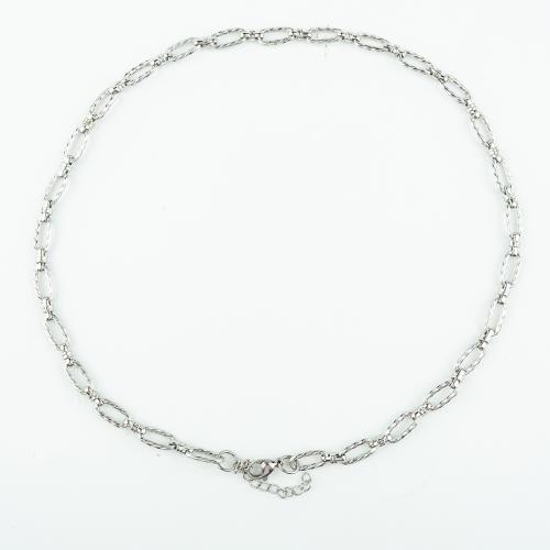 Corrente de colar, Aço inoxidável 304, joias de moda & para mulher, cor original, vendido para Aprox 50 cm Strand