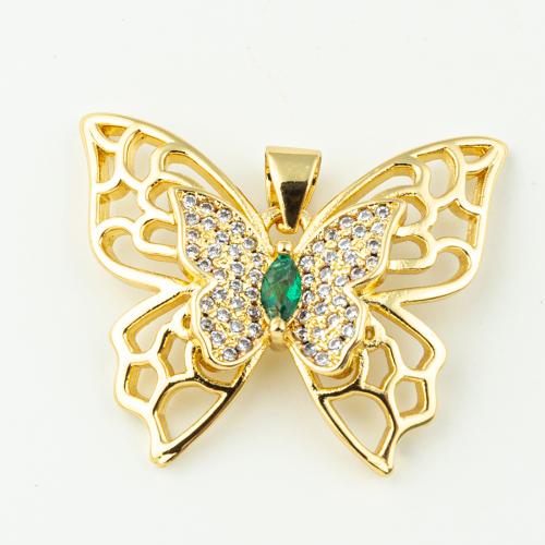 Cubic Zirconia Micro Pave Brass Pendant Butterfly fashion jewelry & micro pave cubic zirconia & for woman golden Approx 3mm Sold By Lot
