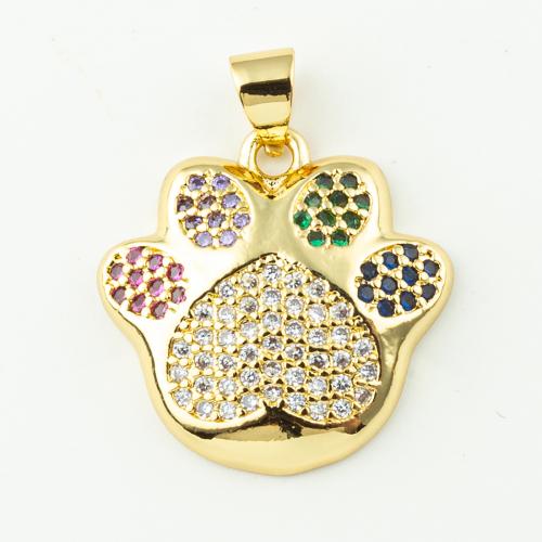 Cubic Zirconia Micro Pave Brass Pendant, fashion jewelry & micro pave cubic zirconia & for woman, golden, 23x20mm, Hole:Approx 3mm, 50PCs/Lot, Sold By Lot