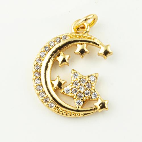 Cubic Zirconia Micro Pave Brass Pendant, fashion jewelry & micro pave cubic zirconia & for woman, golden, 20x14mm, Hole:Approx 3mm, 50PCs/Lot, Sold By Lot