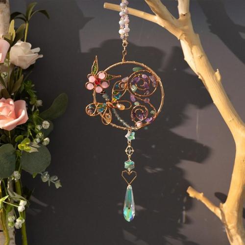 Fashion Dream Catcher, Brass, with Amethyst & Resin, gold color plated, for home and office, mixed colors, nickel, lead & cadmium free, 90x320mm, Sold By PC