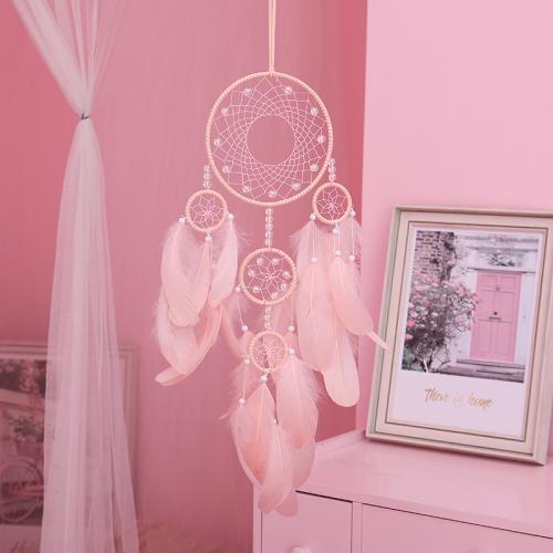 Fashion Dream Catcher, Iron, with leather cord & Feather & Plastic, Round, handmade, for home and office & different styles for choice, more colors for choice, nickel, lead & cadmium free, 160x700mm, Sold By PC