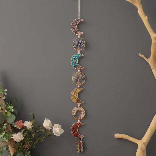 Hangende Ornamenten, Ijzer, met Natuurlijke Quartz & Messing, handgemaakt, voor thuis en op kantoor, gemengde kleuren, nikkel, lood en cadmium vrij, Verkocht door PC