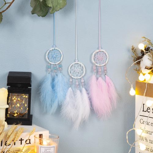Fashion Dream Catcher, Iron, with Cotton Thread & Feather & Plastic, handmade, for home and office, more colors for choice, nickel, lead & cadmium free, 50x500mm, Sold By PC