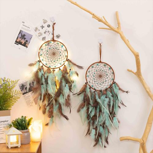 Fashion Dream Catcher Iron with leather cord & turquoise & Feather handmade for home and office nickel lead & cadmium free Sold By PC
