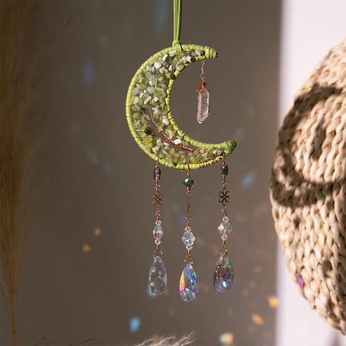 Hanging Ornaments Iron with leather cord & Rutilated Quartz & Brass handmade for home and office mixed colors nickel lead & cadmium free Sold By PC