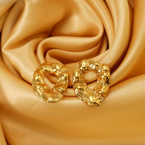 Boucle d'oreille Acier Titane, Placage de couleur d'or, pour femme, 25x31mm, Vendu par paire