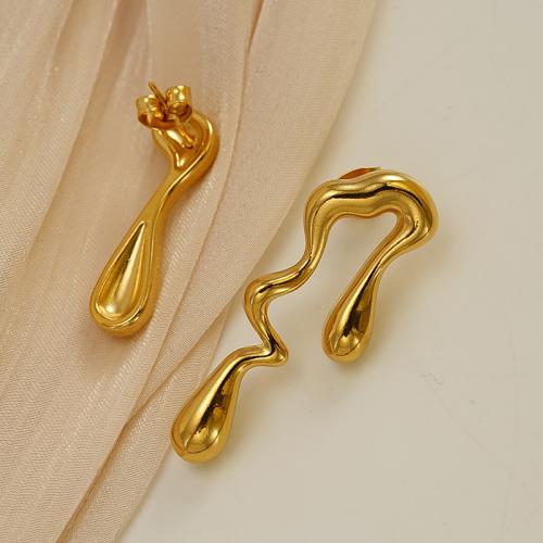 Boucle d'oreille Acier Titane, Placage de couleur d'or, pour femme, Vendu par paire