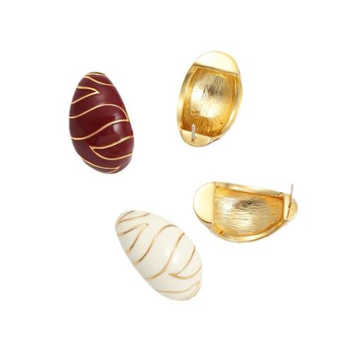 Brass Stud Earring, 18K gold plated, fashion jewelry & for woman & enamel, more colors for choice, 20x15mm, Sold By Pair