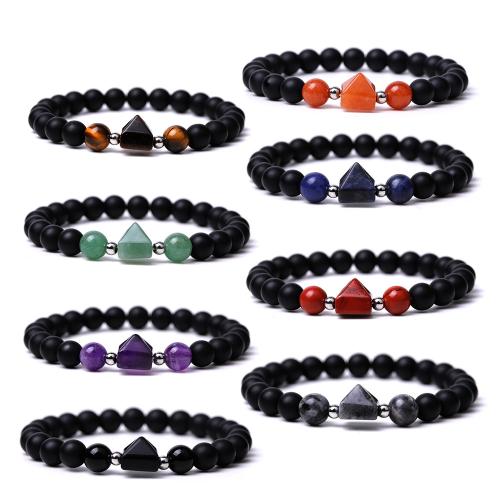 Gemstone Bracelets, Abrazine Stone, with Elastic Thread & Gemstone, handmade, fashion jewelry & different materials for choice & Unisex, Length:Approx 18.5-19 cm, Sold By Pair