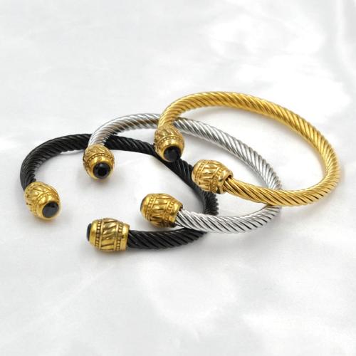 304 Stainless Steel Bangle Vacuum Ion Plating Unisex & with rhinestone Length 14 cm Sold By PC