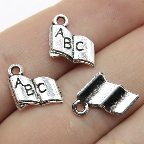 Tibetan Style Pendants, Book, antique silver color plated, DIY, 11x11mm, Sold By PC