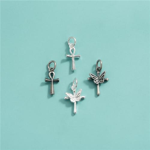 925 Sterling Silver Pendant, Cross, DIY & different styles for choice, Hole:Approx 3.8mm, Sold By PC