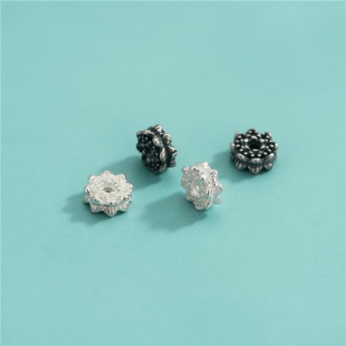 Spacer Perlen Schmuck, 925er Sterling Silber, Lotus, DIY, keine, 7.10x3.20mm, Bohrung:ca. 1.8mm, verkauft von PC