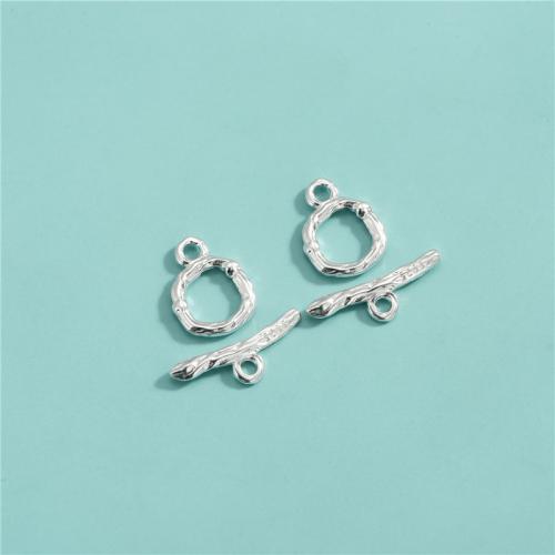 925 Sterling Silver Toggle Clasp, DIY, O shape length 11mm. T shape length 19.6mm, Hole:Approx 1.8mm, Sold By Set