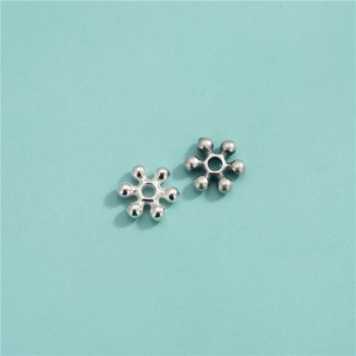 Perlas de espaciador, Plata de ley 925, Copo de Nieve, Bricolaje, más colores para la opción, 7.50x2.20mm, agujero:aproximado 1.7mm, Vendido por UD