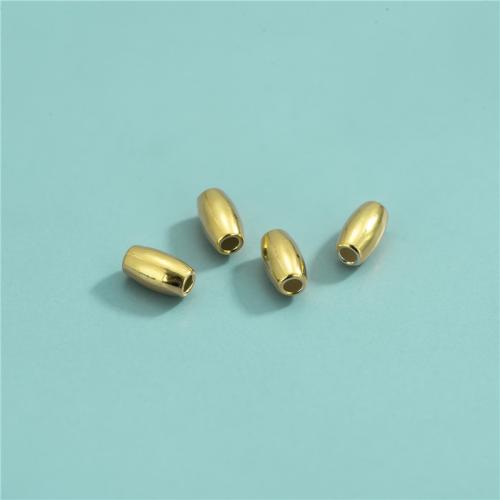 Spacer Beads Jewelry, 925 Sterling Silver, Olive, gold color plated, DIY, 3x5.60mm, Hole:Approx 1.1mm, Sold By PC