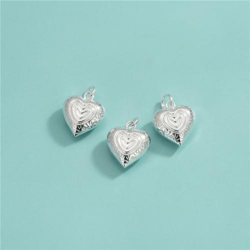 925 Sterling Silver Pendant, Heart, DIY, 12x13.90mm, Hole:Approx 3.3mm, Sold By PC