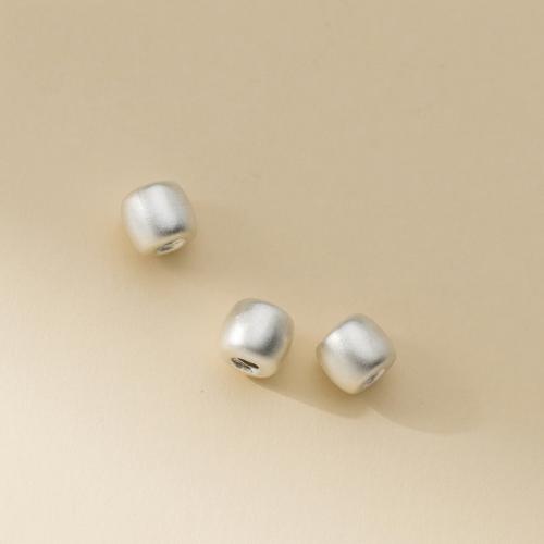 Spacer Beads Jewelry, 925 Sterling Silver, barrel, DIY & frosted, 8x7.30mm, Hole:Approx 2.9mm, Sold By PC