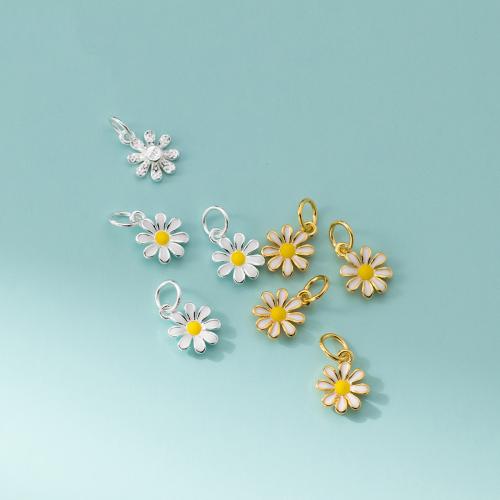 925 Sterling Silver Pendant, Daisy, DIY & epoxy gel, more colors for choice, 8x10x2mm, Sold By PC