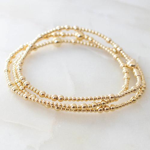Brass Bracelet & Bangle, three pieces & fashion jewelry & for woman, golden, Length:Approx 16.5 cm, Sold By Set