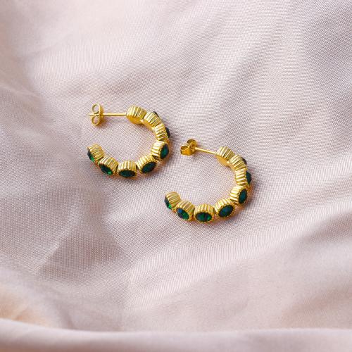 Boucle d'oreille Acier Titane, bijoux de mode & pour femme & avec strass, plus de couleurs à choisir, 23mm, Vendu par paire