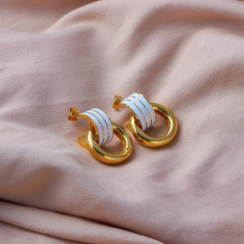 Boucle d'oreille Acier Titane, bijoux de mode & pour femme, blanc, 26.50x20mm, Vendu par paire
