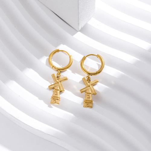 Titanium Steel  Earring fashion jewelry & for woman golden 45mm Sold By Pair