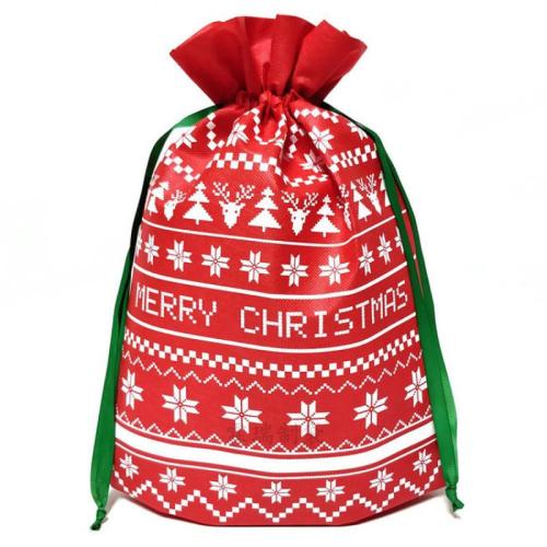 Telas no tejidas Bolsa de manzana de Navidad, Diseño de Navidad, Rojo, 360x270mm, Vendido por UD