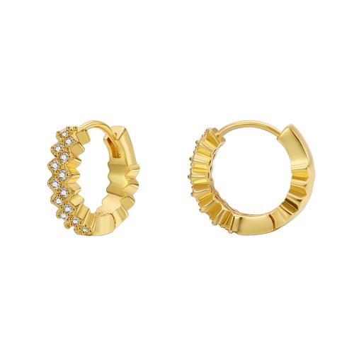 Boucles d'oreilles en laiton zircon cubique pavent, bijoux de mode & pavé de micro zircon & pour femme, 12x14mm, Vendu par paire