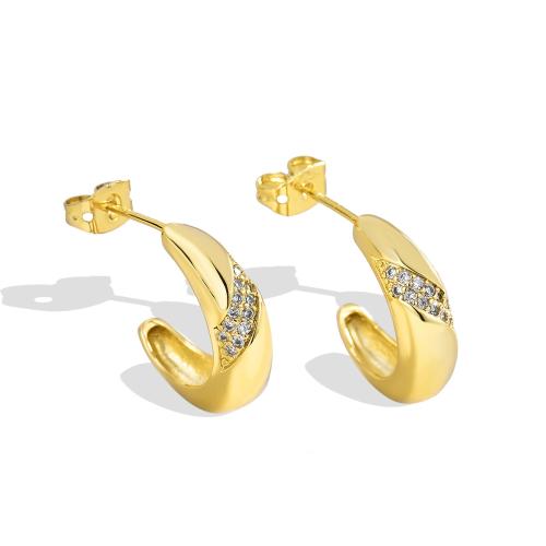 Cubic Zirconia Micro Pave Brass Earring, fashion jewelry & micro pave cubic zirconia & for woman, 6x20mm, Sold By Pair