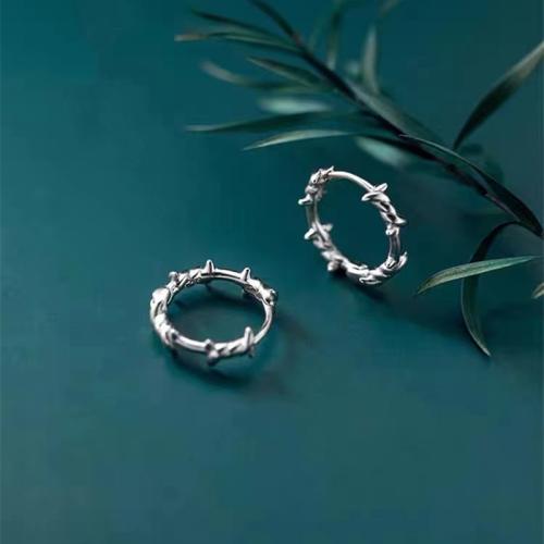 925 Sterling Silver Hoop Earrings, fashion jewelry & for woman, 11mm, Sold By Pair