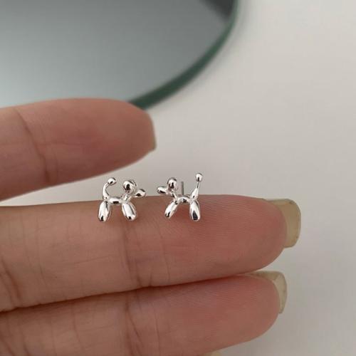 925 Sterling Silver Stud Earrings Dog fashion jewelry & for woman Sold By Pair