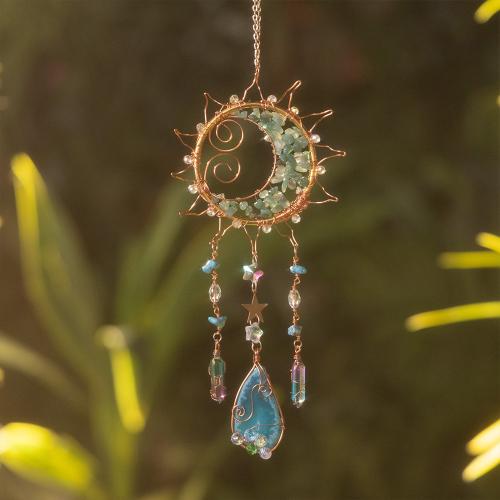 Hanging Ornaments Iron with Green Aventurine & Agate & Brass handmade for home and office green nickel lead & cadmium free Sold By PC
