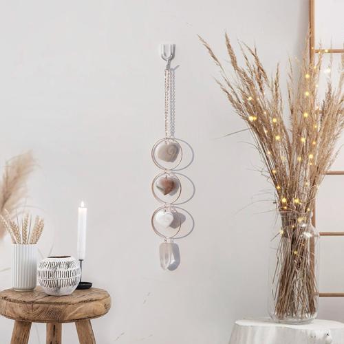 Wind Chimes Outdoor and Home Decoration , Iron, with Clear Quartz, handmade, for home and office, white, nickel, lead & cadmium free, 60x360mm, Sold By PC