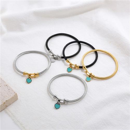 304 Stainless Steel Bangle, plated, Unisex & enamel, more colors for choice, Length:14 cm, Sold By PC