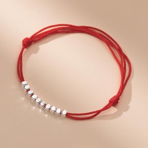 Argent sterling 925 bracelet, avec corde de coton, tressé & pour femme, Longueur:Environ 10.2 pouce, Vendu par PC
