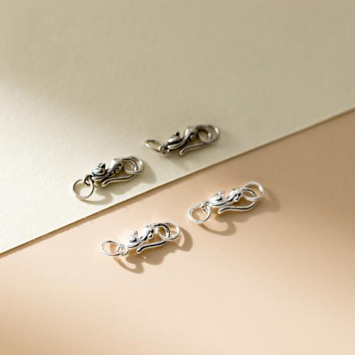 925 Sterling Silver Clasp, Cat, DIY, more colors for choice, 14x6x3mm, Sold By PC