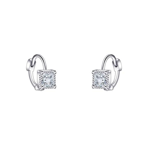 Boucles d'oreilles en laiton zircon cubique pavent, bijoux de mode & pavé de micro zircon & pour femme, 15mm, Vendu par paire