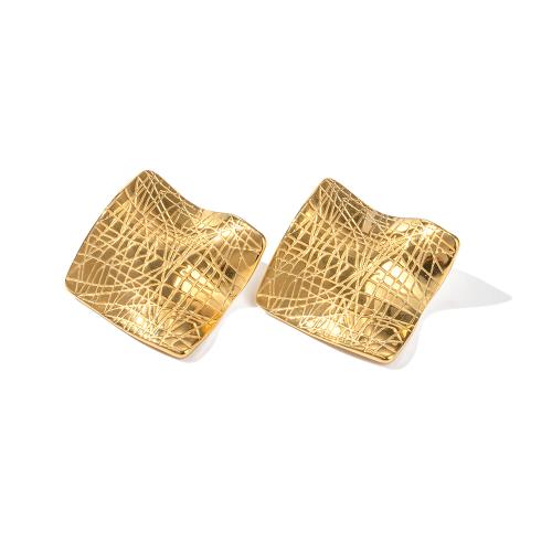 Stainless Steel Stud Earrings, 304 Stainless Steel, 18K gold plated, fashion jewelry & for woman, golden, 30.60mm, Sold By Pair