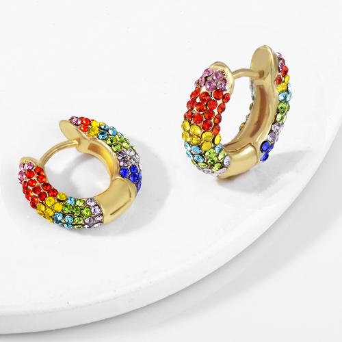 Brass Leverback Earring, with Czech Rhinestone, fashion jewelry & for woman, more colors for choice, 13mm, Sold By Pair