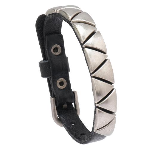 Cowhide Bracelet with Zinc Alloy handmade fashion jewelry & for man black Length Approx 21 cm Sold By PC