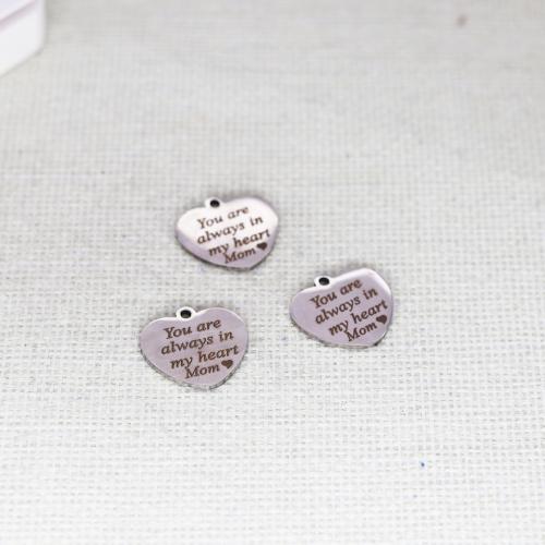 Stainless Steel Heart Pendants, 304 Stainless Steel, DIY, original color, 8mm, Sold By PC
