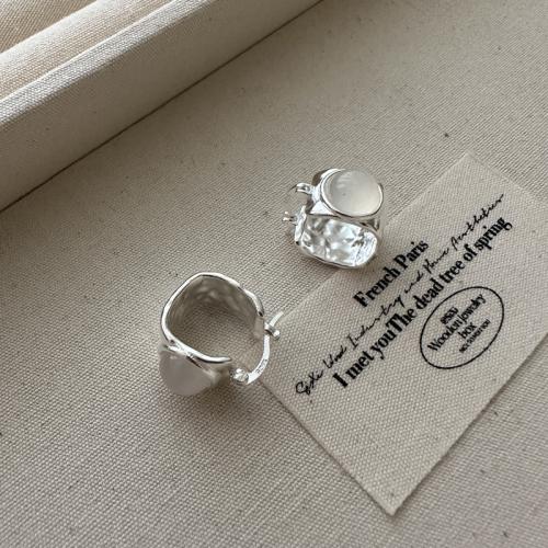 925 Sterling Silver Stud Earrings, with Agate, fashion jewelry & for woman, more colors for choice, 11x10mm, Sold By Pair