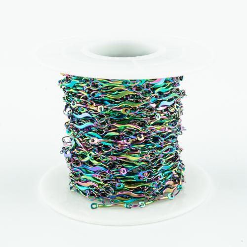 Nerezová ocel šperky řetěz, 304 Stainless Steel, DIY, více barev na výběr, 10m/spool, Prodáno By spool