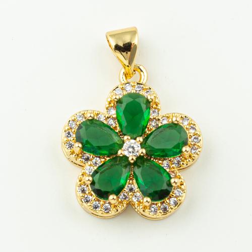 Cubic Zirconia Micro Pave Brass Pendant, Flower, fashion jewelry & micro pave cubic zirconia & for woman, more colors for choice, 23x16mm, Hole:Approx 3mm, 50PCs/Lot, Sold By Lot