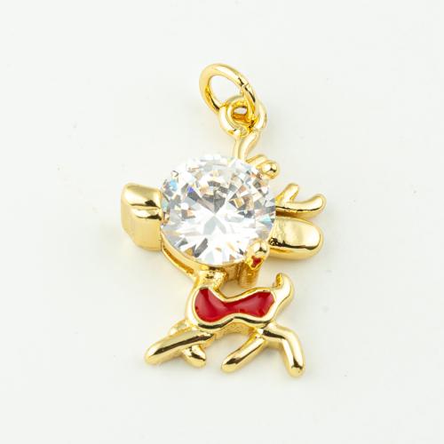Cubic Zirconia Micro Pave Brass Pendant micro pave cubic zirconia & for woman & enamel golden Approx 3mm Sold By Lot